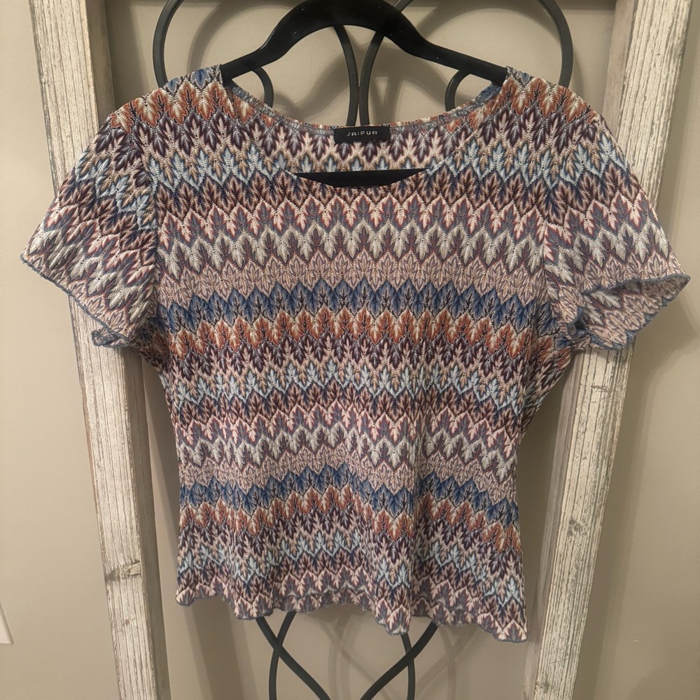 Jaipur 100% Polyester Patterned Multicolor Women’s Top‎ Size Medium